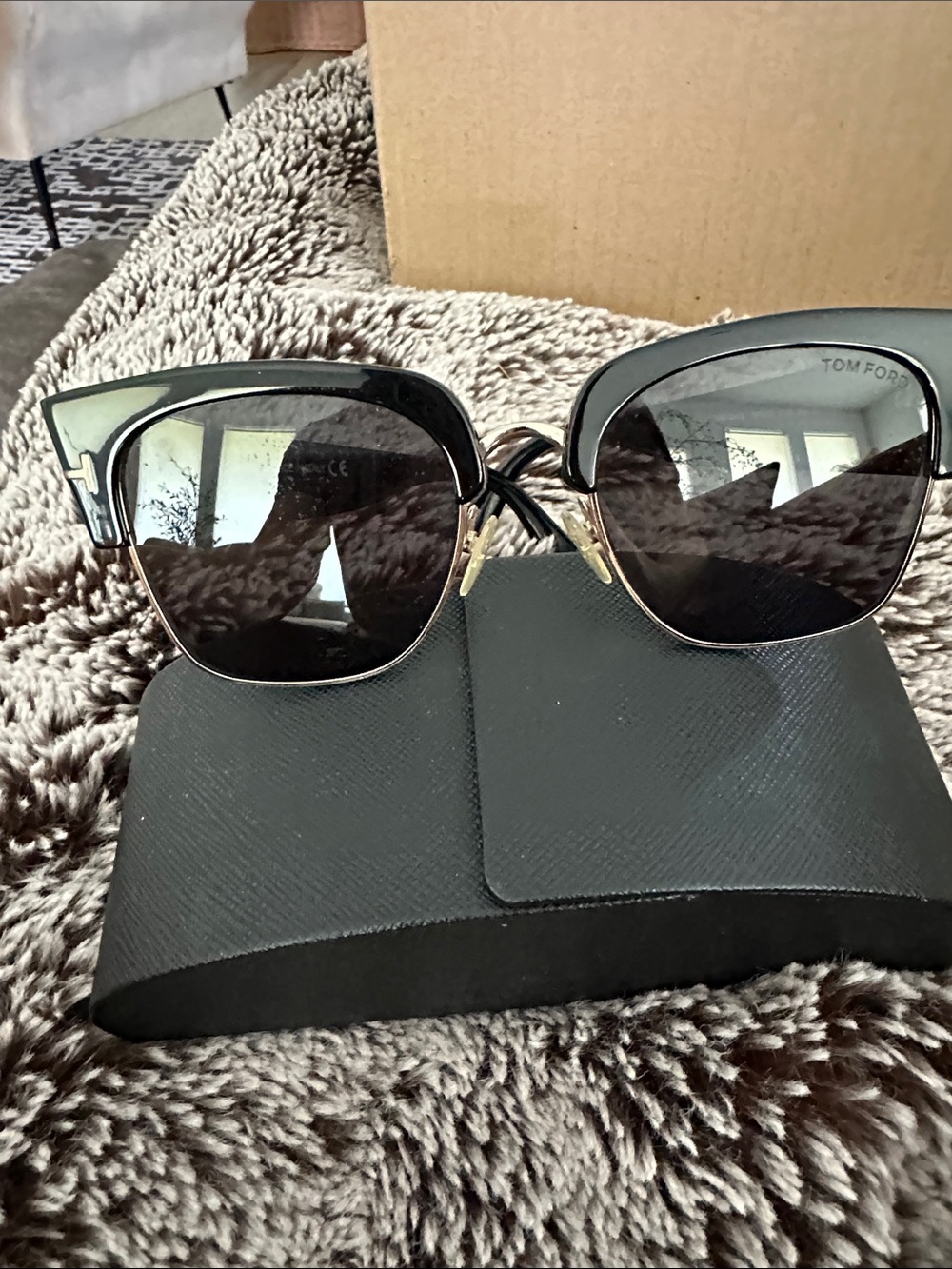 Tom Ford Black Frame Sunglasses with Gold Accents - Picture 3 of 10